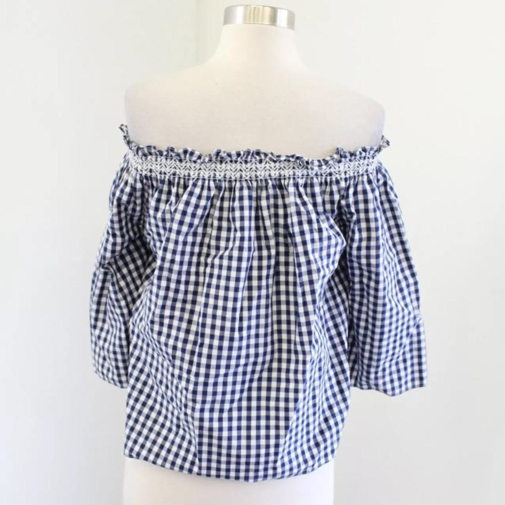 Madewell Gingham Smocked Off Shoulder Top - Picture 6 of 6